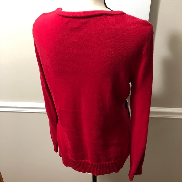 Ladies Red/White/BlackArgyle Sweater M - Picture 3 of 9